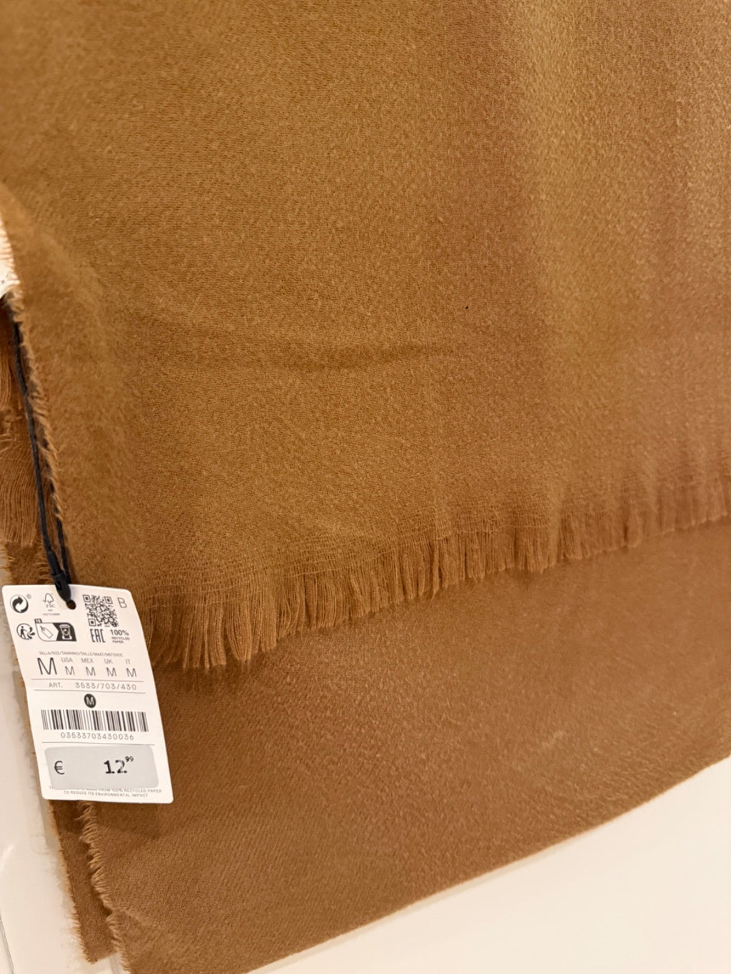 Szalik z frędzlami Stradivarius camel