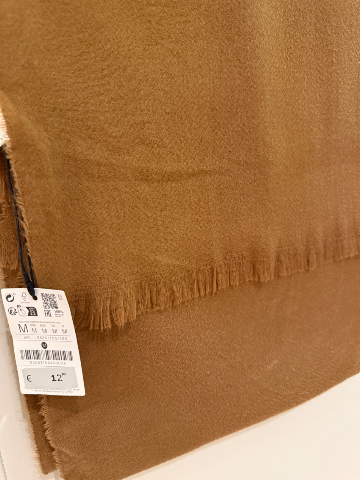 Szalik z frędzlami Stradivarius camel