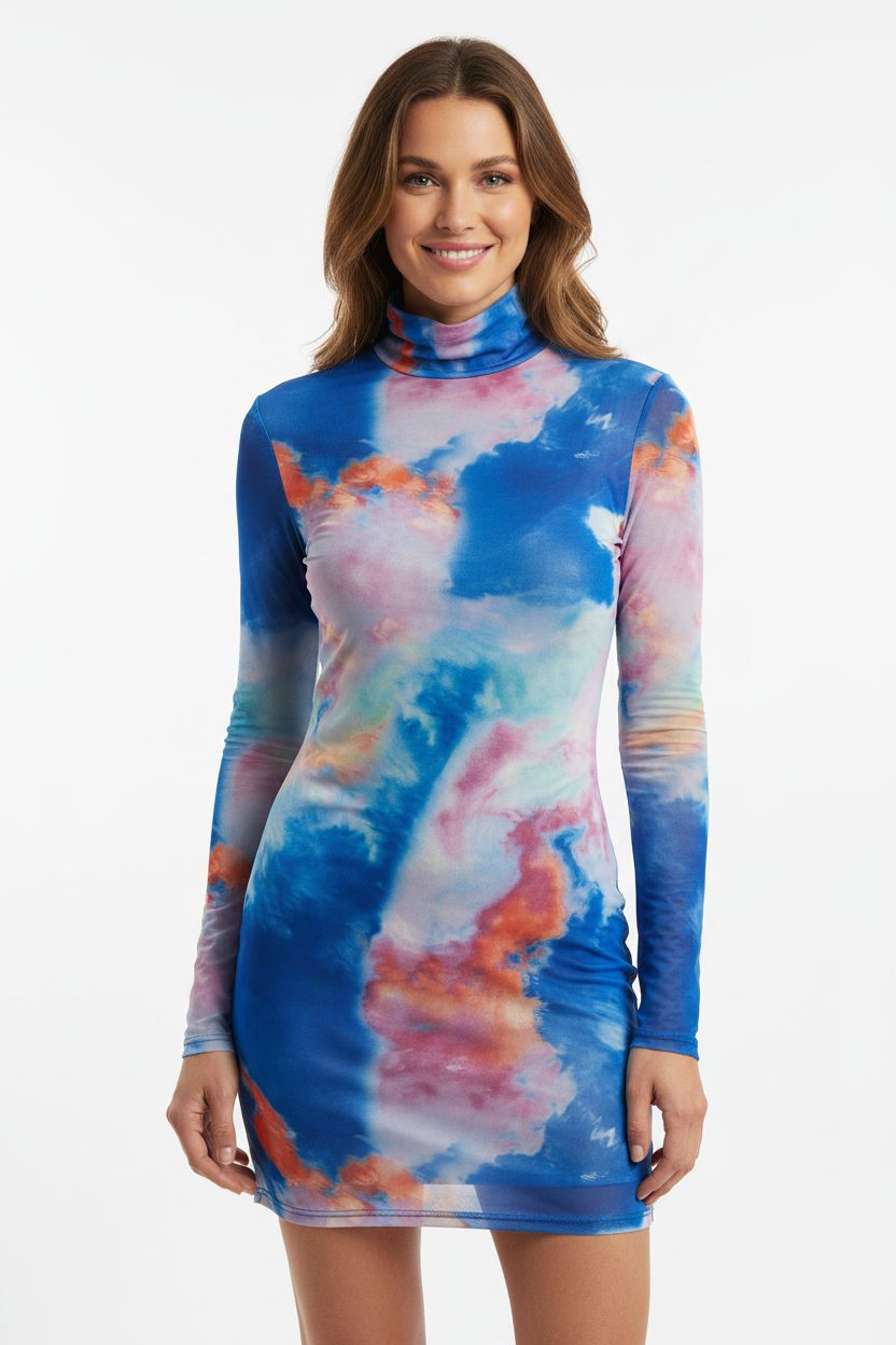 Sukienka mini Something New tie-dye mesh L