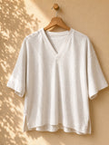 Bluzka oversize z lnu ESPRIT z dekoltem V