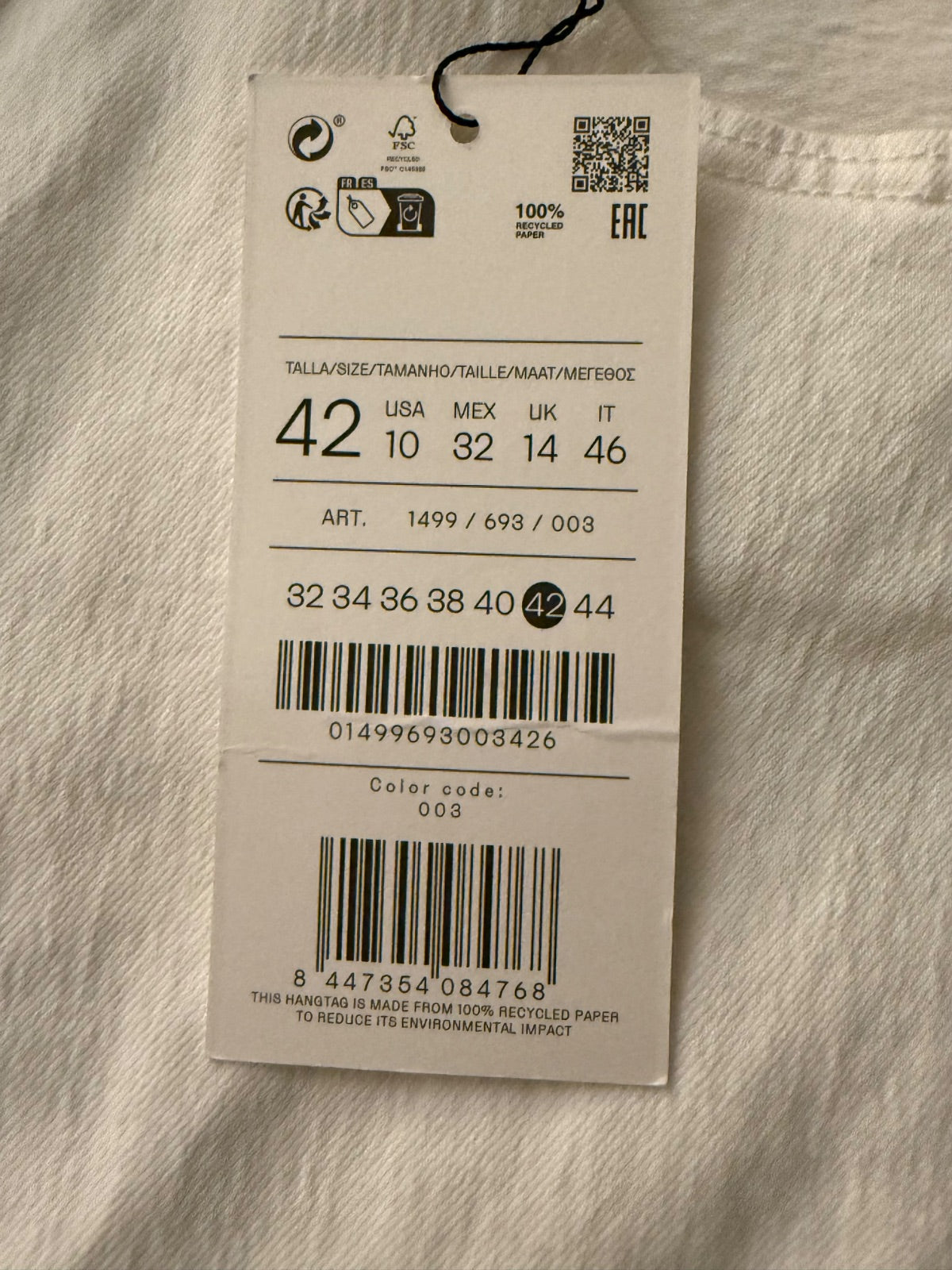 Jeansy straight D98 Stradivarius białe 42