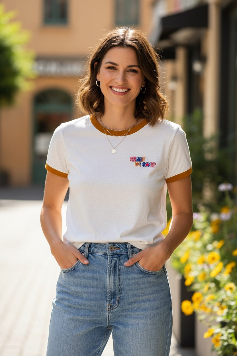T-shirt ringer EDC Esprit de Corp biały