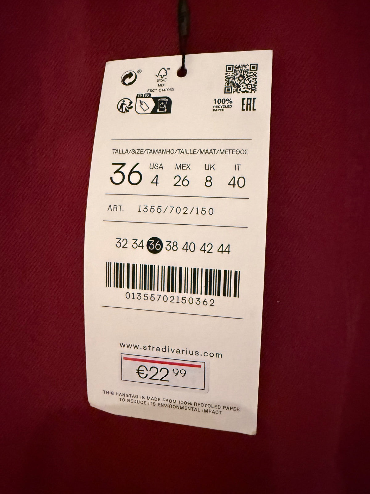 Spódnica denim Stradivarius D64 czerwony