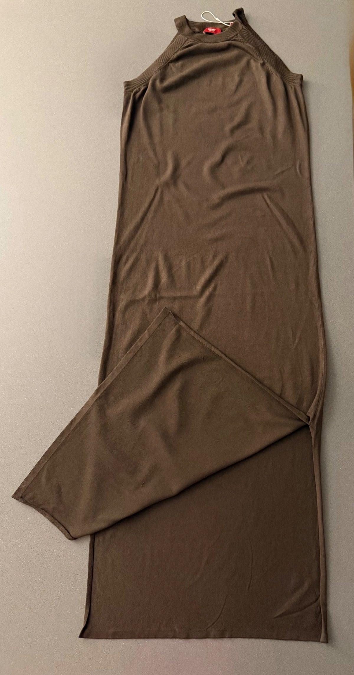 Sukienka maxi halterneck Esprit brązowa dzianina M