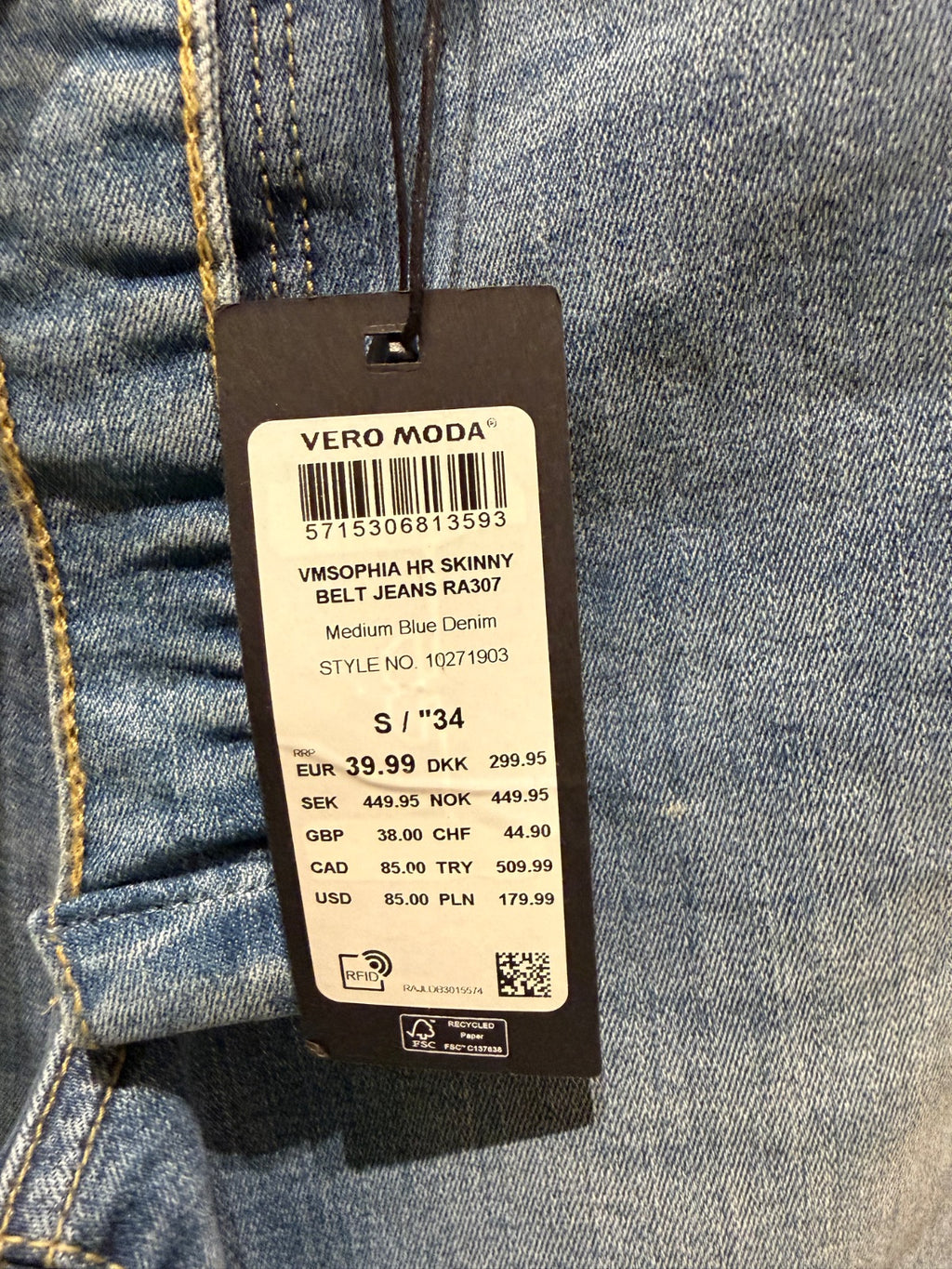 Jeansy skinny VERO MODA medium blue wash S