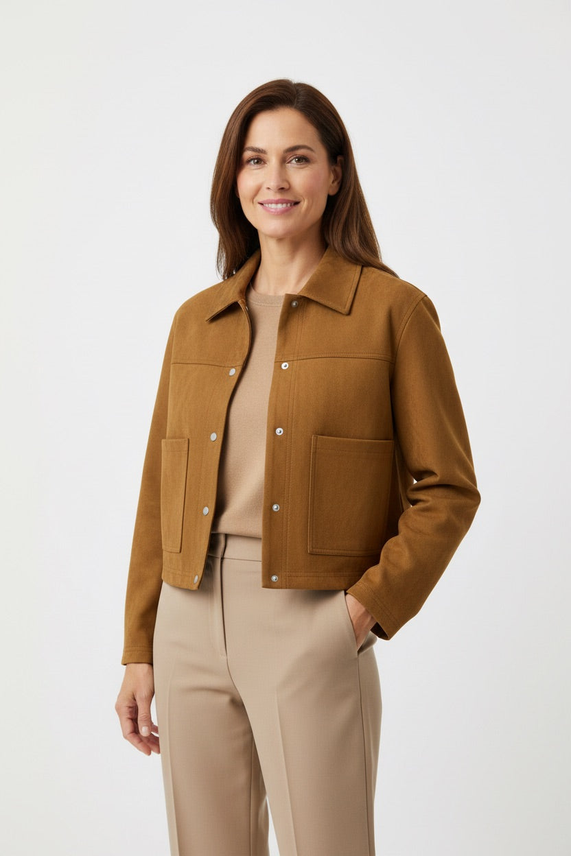 Kurtka suede z zatrzaskami STRADIVARIUS