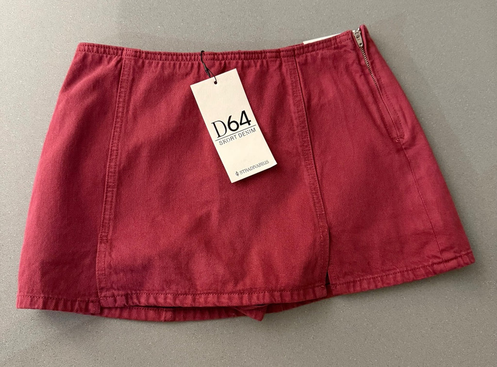 Spódnica denim Stradivarius D64 czerwony