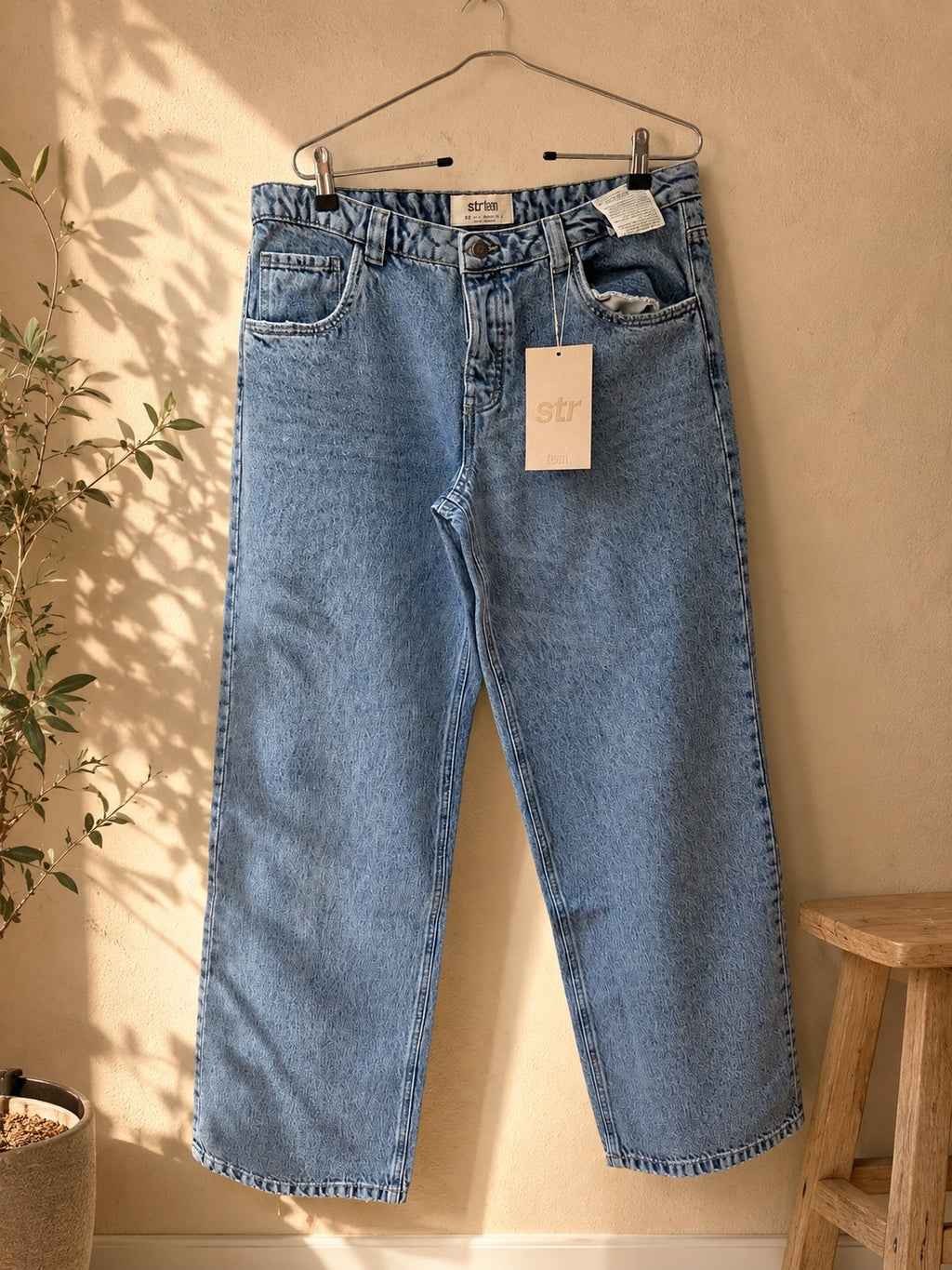 Jeansy wide leg Stradivarius jasny niebieski L