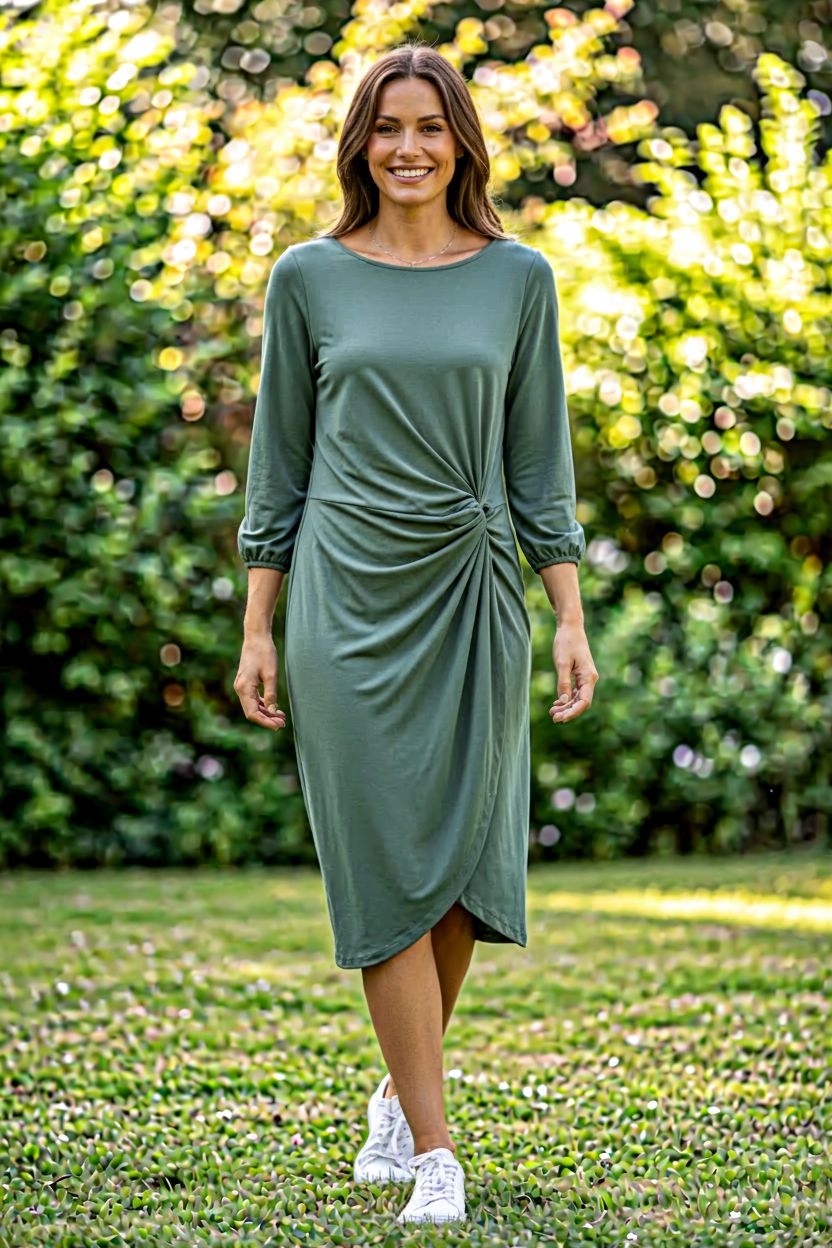 Sukienka z drapowaniem Vero Moda zielona XS/ S
