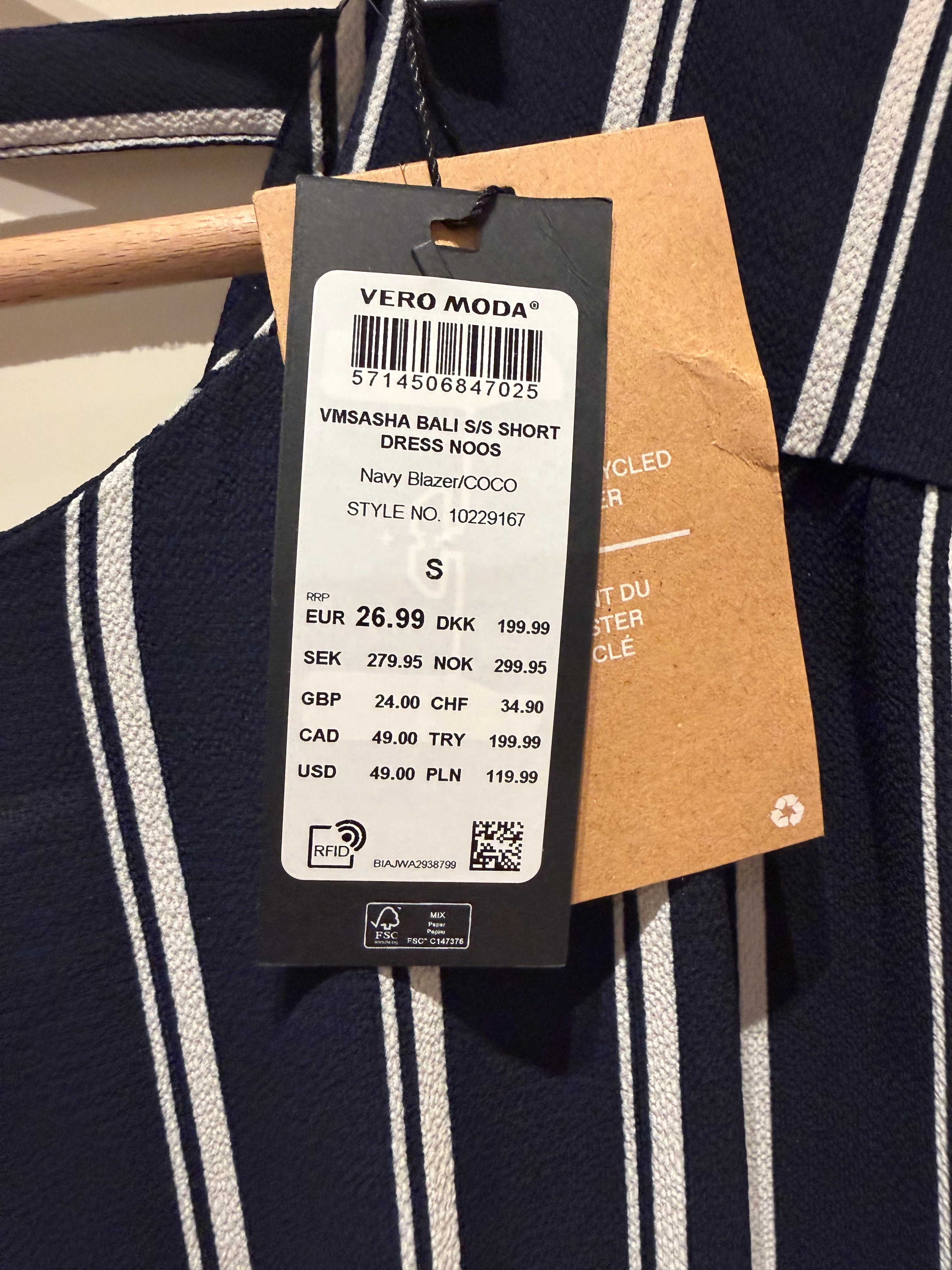 Sukienka w paski Vero Moda z wiązaniem
