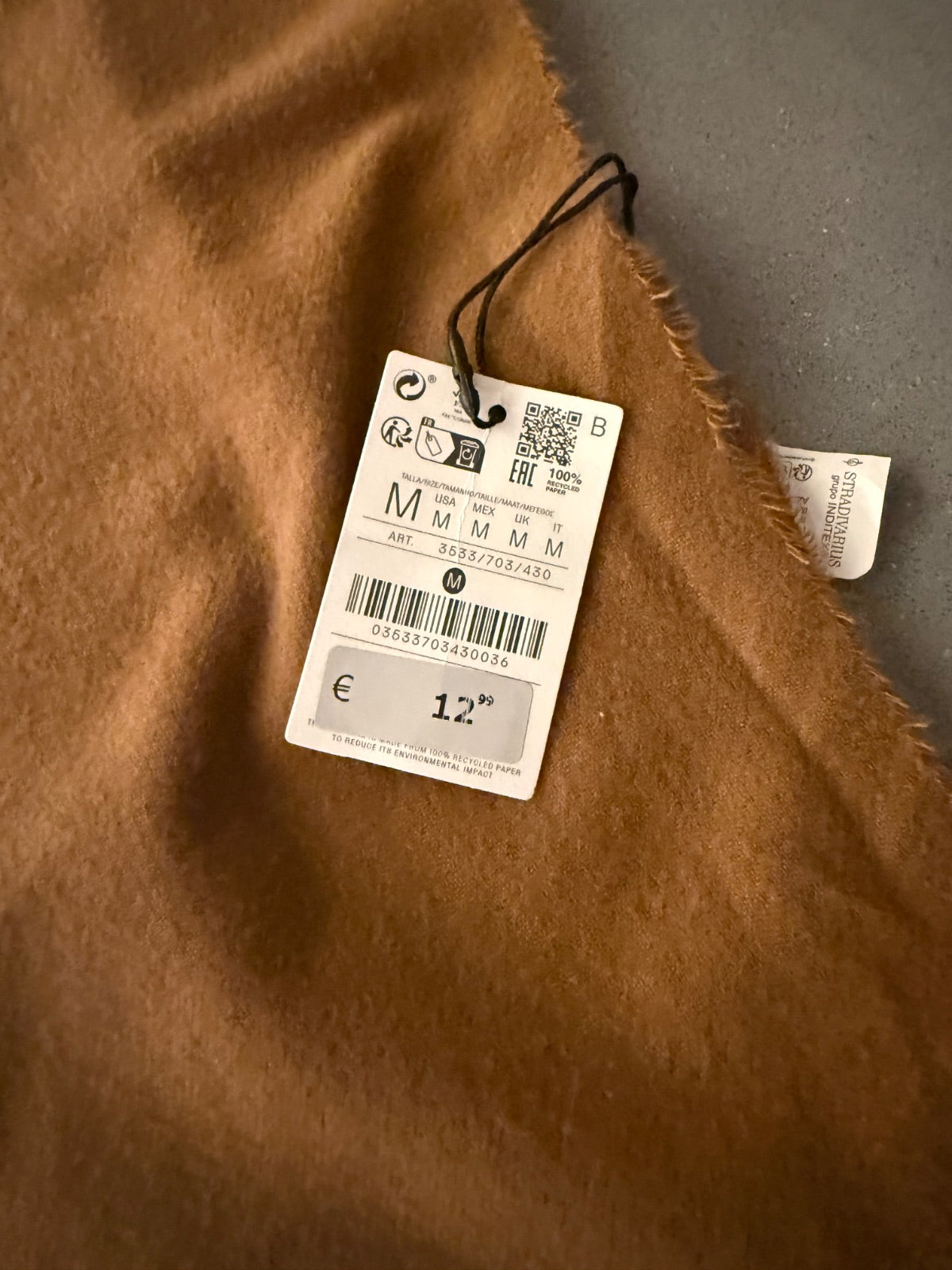 Szalik z frędzlami Stradivarius camel