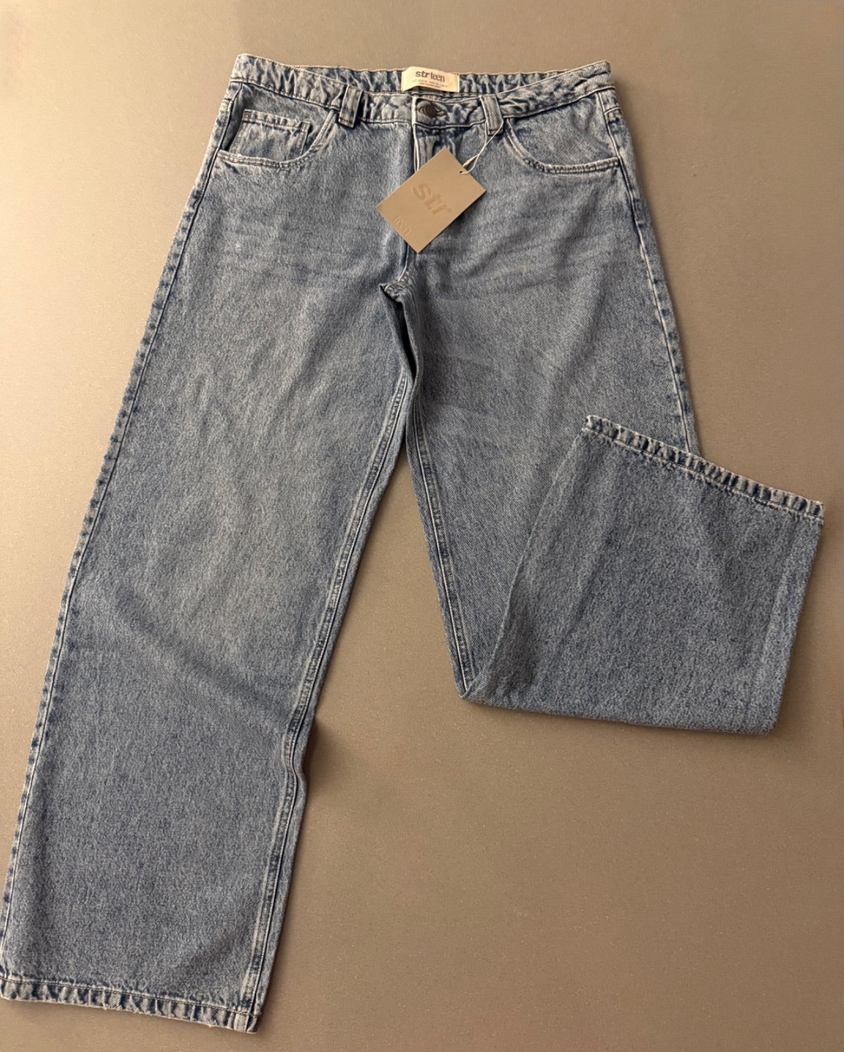 Jeansy wide leg Stradivarius jasny niebieski L