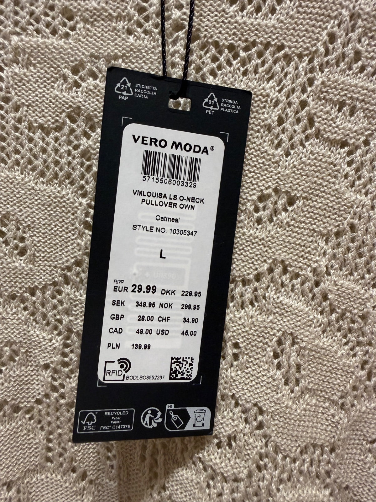Sweter ażurowy Vero Moda z okrągłym dekoltem