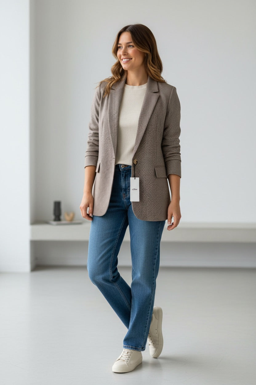 Marynarka oversize w kratę s.Oliver