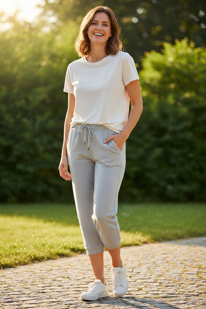 Spodnie dresowe 3/4 Vero Moda light grey melange
