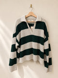Sweter polo w paski Stradivarius oversize L