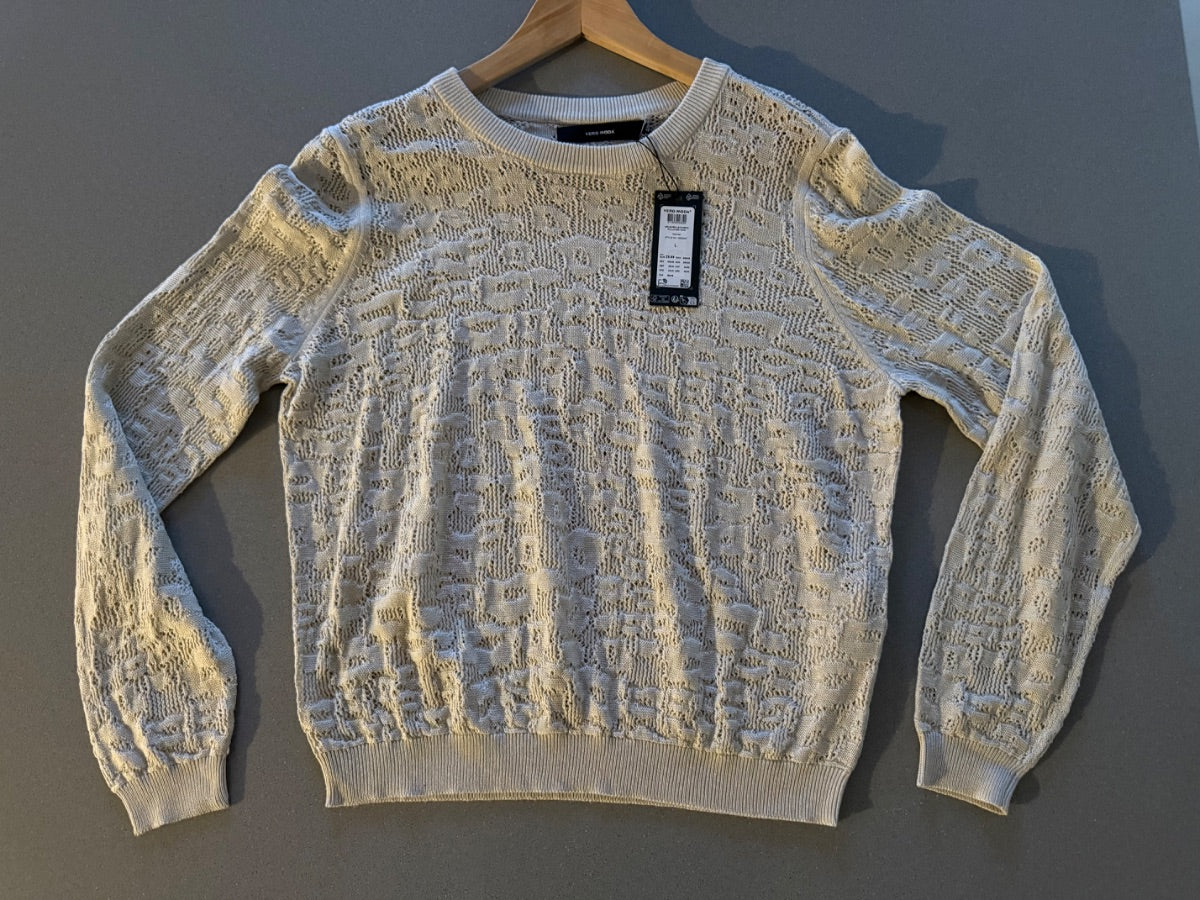 Sweter ażurowy Vero Moda z okrągłym dekoltem