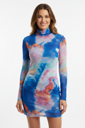 Sukienka mini Something New tie-dye mesh