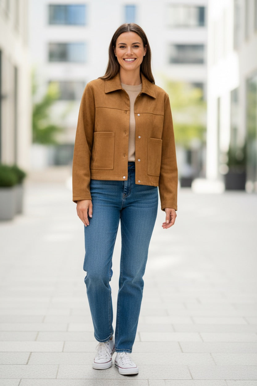 Kurtka suede z zatrzaskami STRADIVARIUS