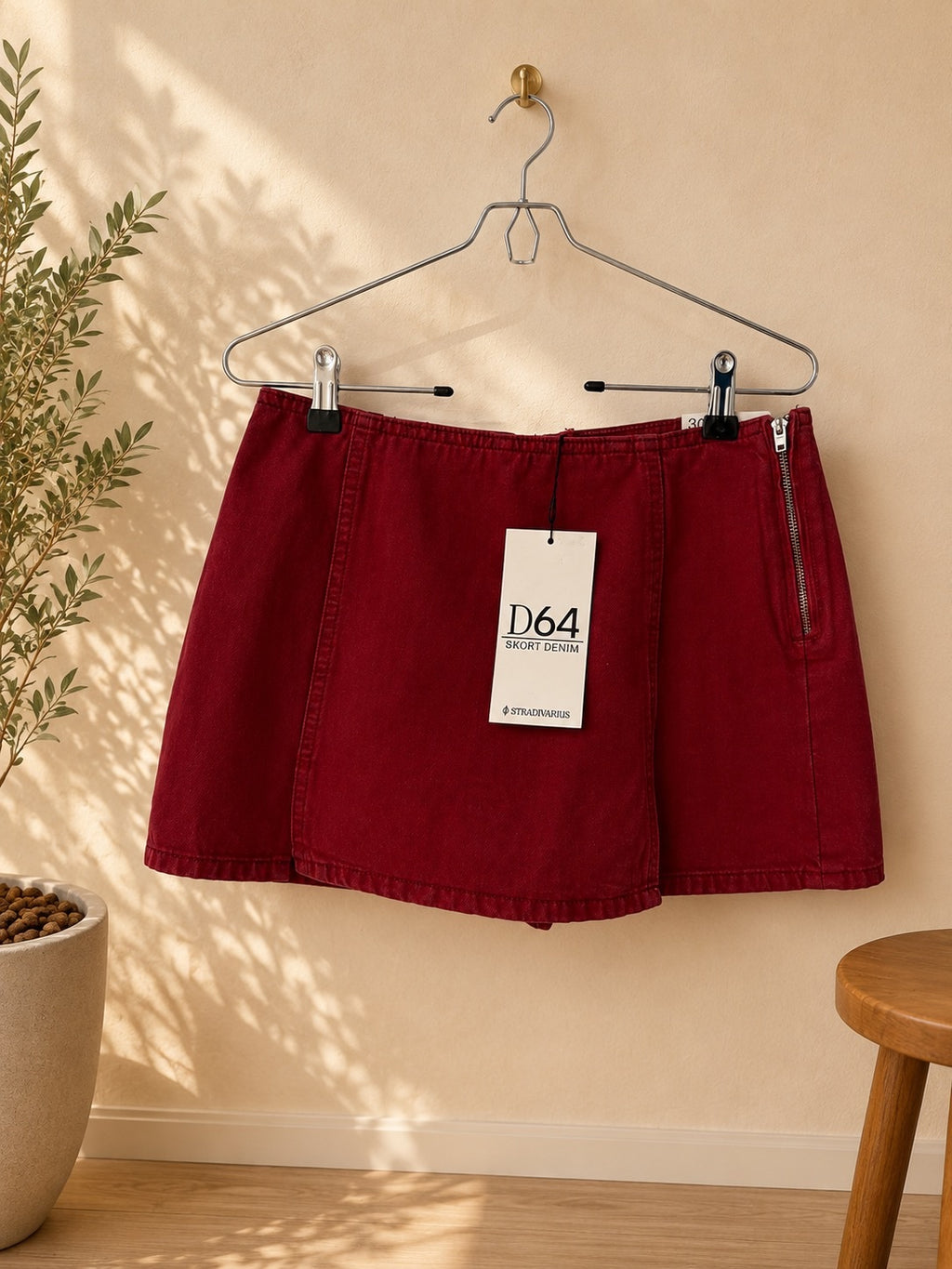 Spódnica denim Stradivarius D64 czerwony