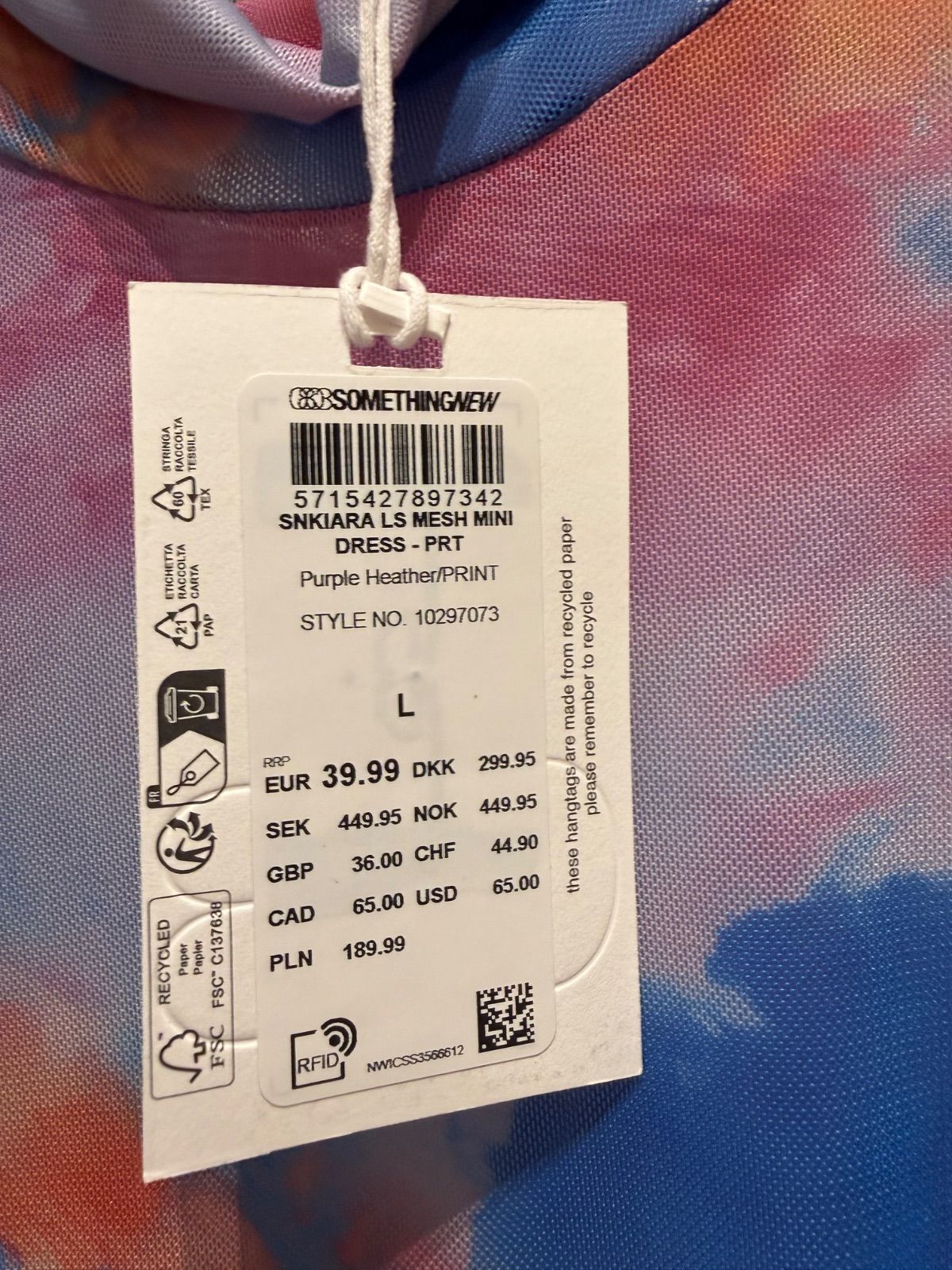 Sukienka mini Something New tie-dye mesh L
