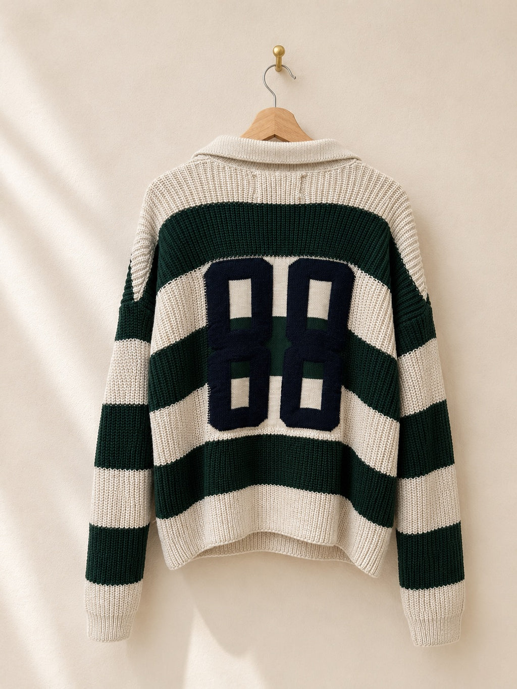 Sweter polo w paski Stradivarius oversize